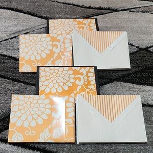 HALLMARK SET-OF-2  STATIONERY ORANGE & WHITE FLORAL DESIGN BLANK VARIOUSOCCASION